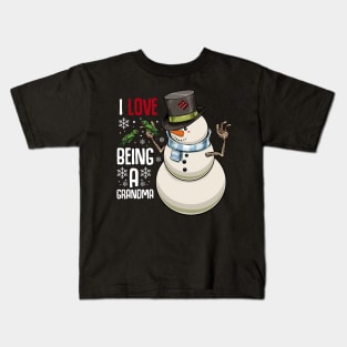 Snowman - I Love Being A Grandma - Xmas Kids T-Shirt